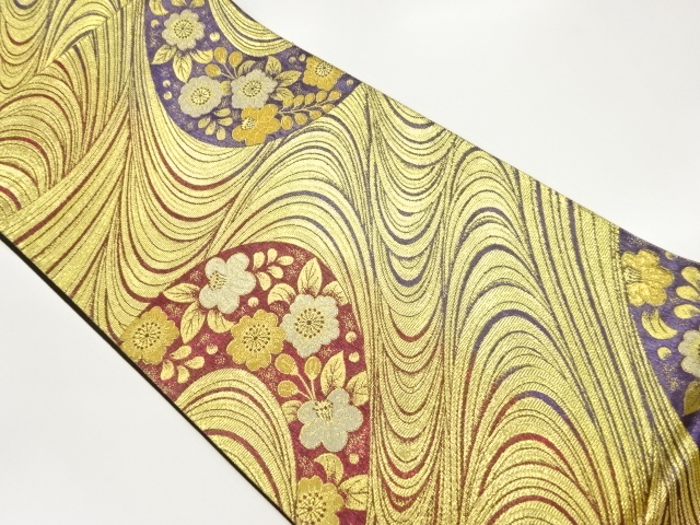 JAPANESE FUKURO OBI / WOVEN FLORAL PLANTS